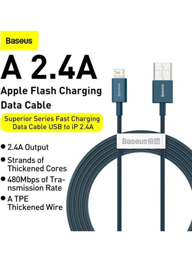 بيسوس باسيوس كيبل USB إلى IP 2.4A 2 متر (أزرق) أزرق - Image 2
