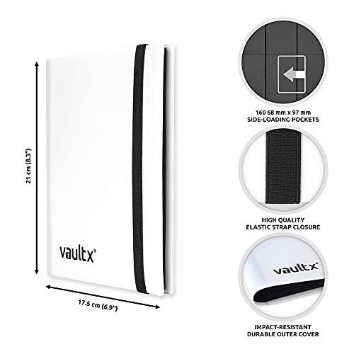 Vault X 4 Pocket Standard Strap Binder, Holds 160 Trading Cards in 20 Side-Loading Pages (White) - Image 3