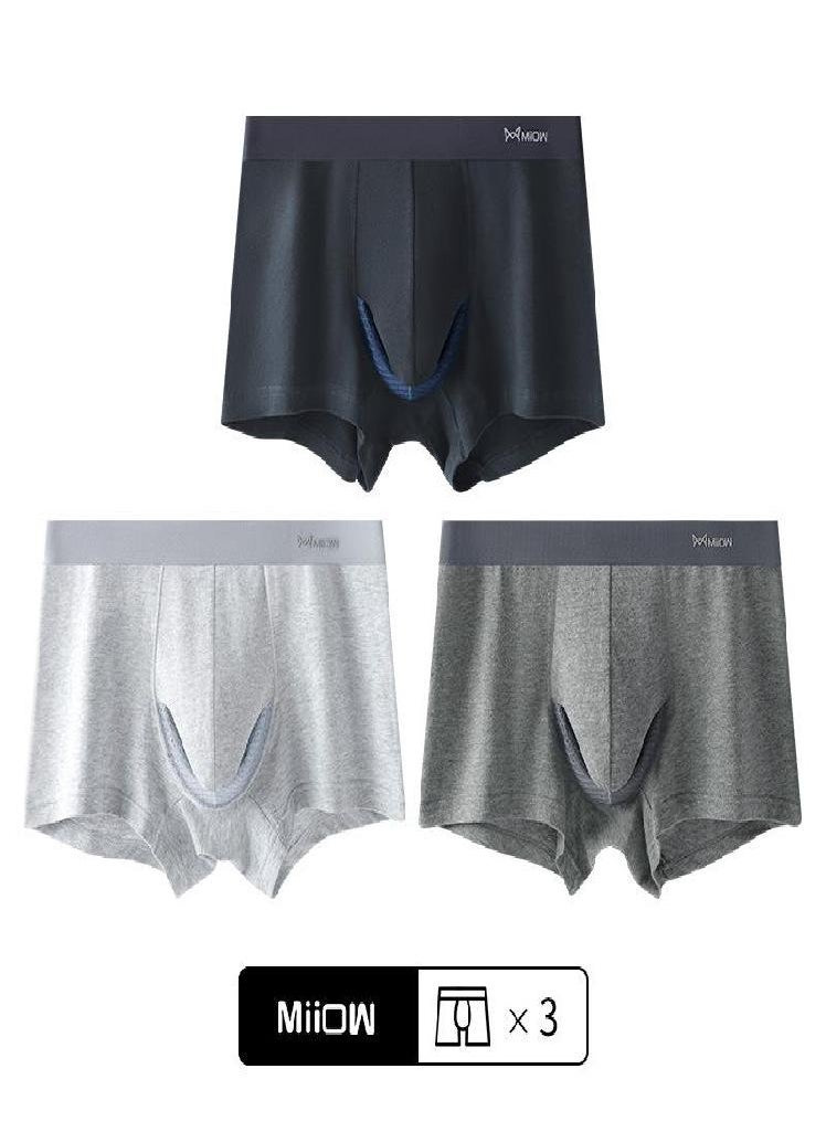 MIIOW - 3Pcs  Organic Cotton Boxers Shorts Underpants Soft Cotton Trunks Man Underwear Boxer Men Freegun Breathable Mesh Panty - Image 1