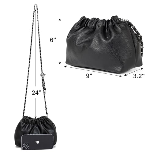 Joryin Trendy Dumpling Women's Crossbody Bag - Evening Clutch Vegan Leather Hobo Cloud Purse, Black - Image 5