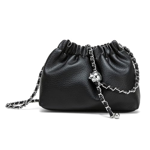 Joryin Trendy Dumpling Women's Crossbody Bag - Evening Clutch Vegan Leather Hobo Cloud Purse, Black - Image 1