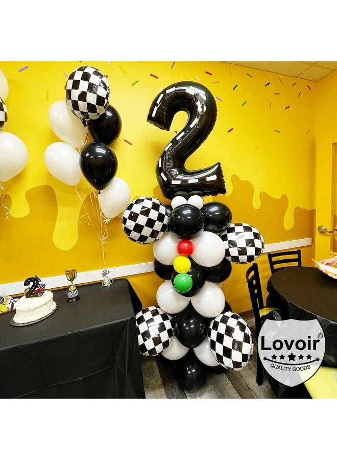 Lovoir بالون رقم 6 كبير الحجم 40 بوصة سيارة سباق سوداء بالون فويل ميار لسباق هليوم للأولاد لحفلة عيد الميلاد السادسة بموضوع سيارة السباق وشاحنة الوحش احتفال ذكرى الزفاف الزينة - Image 3