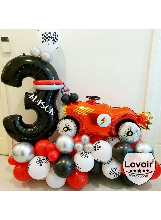 Lovoir بالون رقم 6 كبير الحجم 40 بوصة سيارة سباق سوداء بالون فويل ميار لسباق هليوم للأولاد لحفلة عيد الميلاد السادسة بموضوع سيارة السباق وشاحنة الوحش احتفال ذكرى الزفاف الزينة - Image 5
