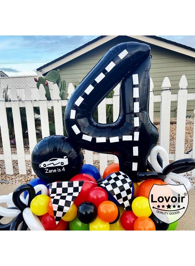 Lovoir بالون رقم 6 كبير الحجم 40 بوصة سيارة سباق سوداء بالون فويل ميار لسباق هليوم للأولاد لحفلة عيد الميلاد السادسة بموضوع سيارة السباق وشاحنة الوحش احتفال ذكرى الزفاف الزينة - Image 4