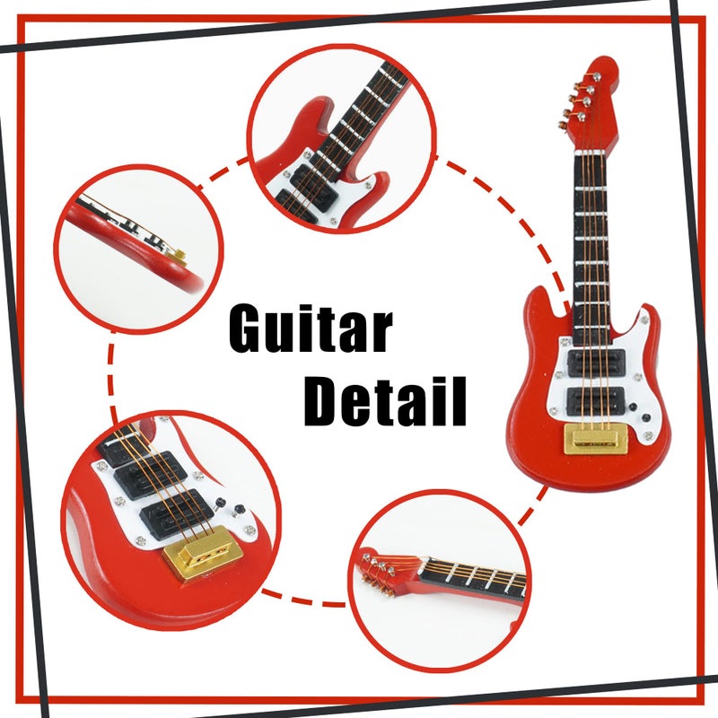 BANBALLON Guitar Cake Toppers Music Theme Birthday Cake Toppers Electric Guitar Model Rock And Roll Cake Decorations For Rockstar Theme Party (Red) - Image 3