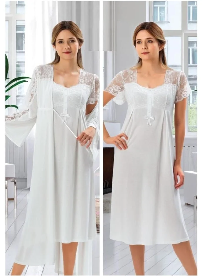 Duchesse 2008 Pregnant Maternity Nightgown Dressing Gown Set