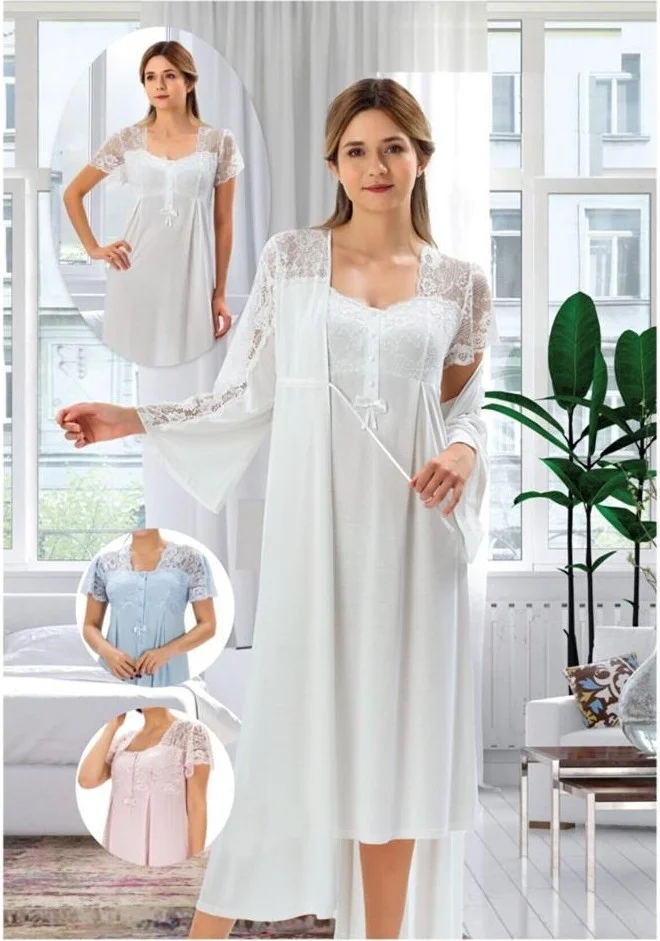 Duchesse 2008 Pregnant Maternity Nightgown Dressing Gown Set