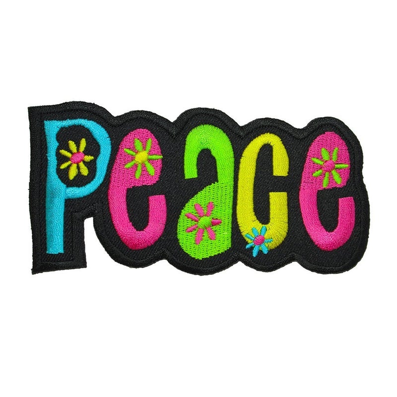 Graphic Dust Peace Embroidered Iron on Patches Appliques DIY Hippie Backpack