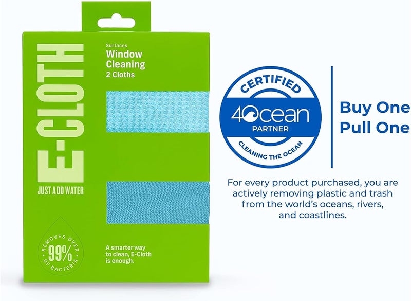 e-cloth Window Scrubbing & Polishing Set Microfiber Cleaning Cloth, Cloth: 15.5in x 15.5in Glass & Polishing Cloth: 16in x 20in, Alaskan Blue - Image 3