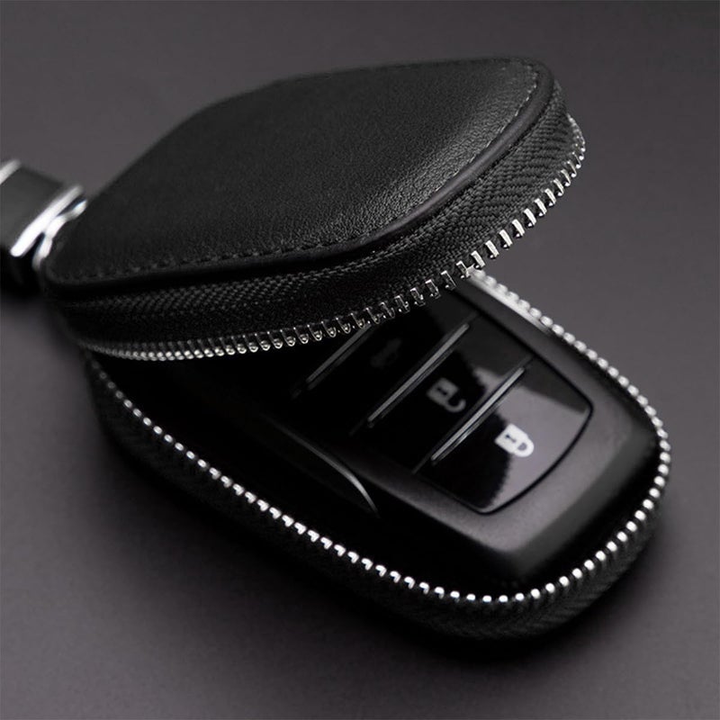 JNNJ Genuine Leather Car Key Case with Signal Lock and Anti-Theft Function - Image 2