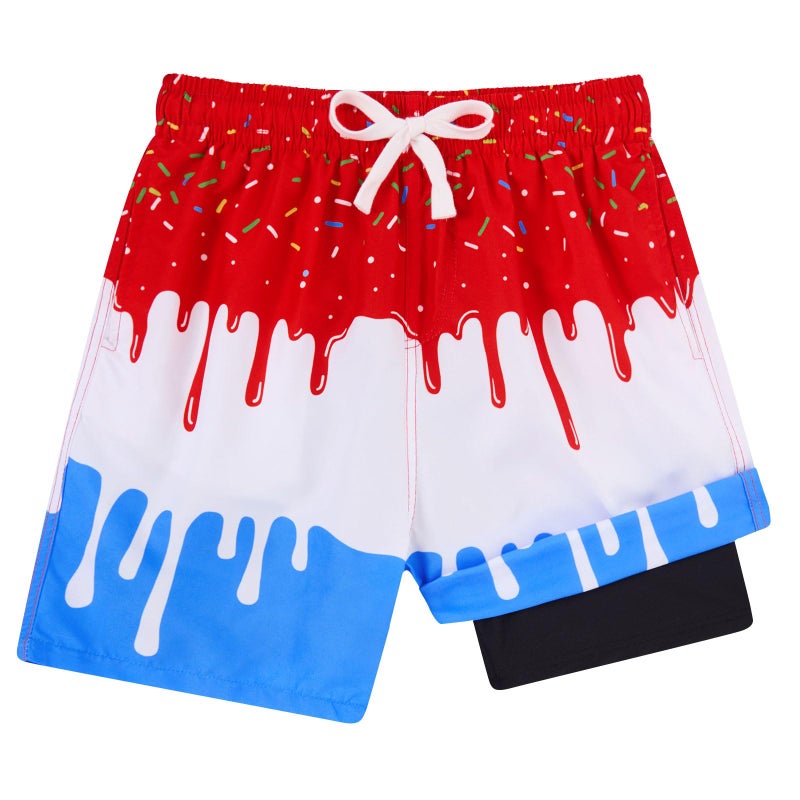 westwolf Swim Trunks for Little Boy Kid Swim Shorts Compress Novelty Bathing Suits Size 8-9 Years Red White Ice Cream Board Shorts Boys Swim Suits 8Y 9Y - Image 1