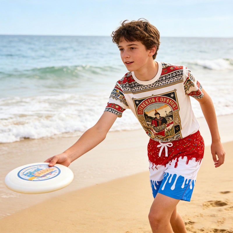 westwolf Swim Trunks for Little Boy Kid Swim Shorts Compress Novelty Bathing Suits Size 8-9 Years Red White Ice Cream Board Shorts Boys Swim Suits 8Y 9Y - Image 5