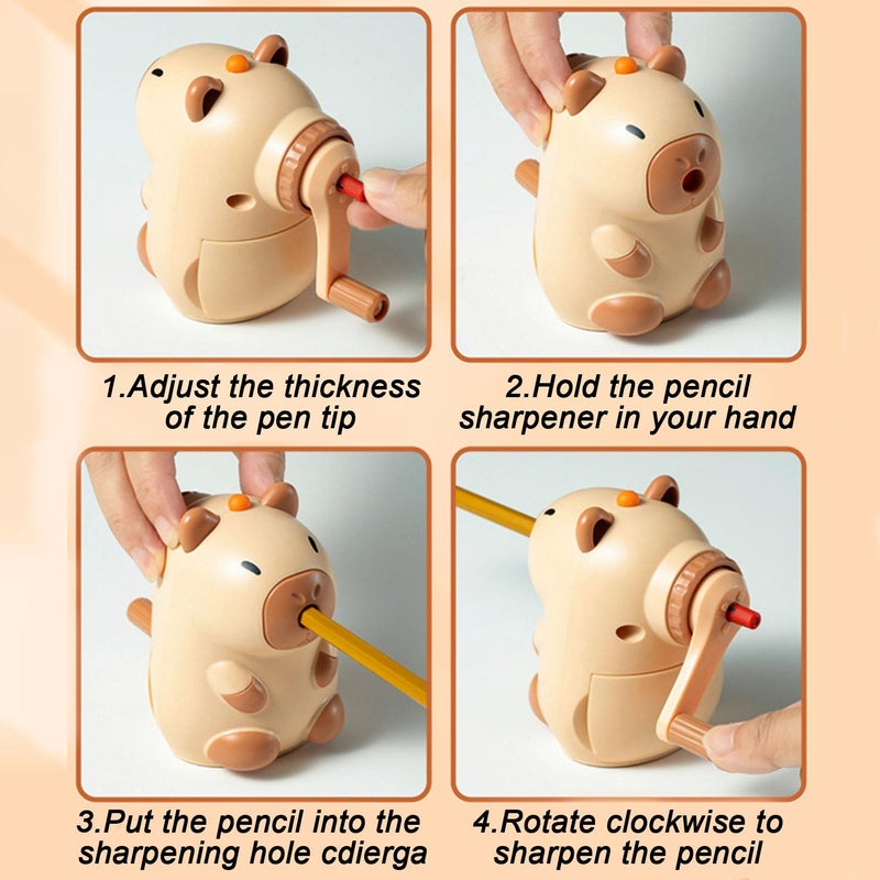 FunBlast FunBlast Sharpener for Kids - Capybara Pencil Sharpener, Table Sharpener Machine, Manual Sharpeners, Birthday Return Gift, Sharpeners for School and Office (Beige) - Image 3