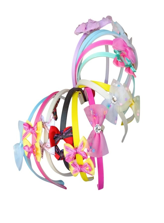 MPK PERFECT Bow Hairband Shiny Bow Knot Teeth Plastic Hairband for Girls Hair Band Stylish Hair Accessories for Women & Girls (Pack of 6 Pcs, Random Designs) - Image 1