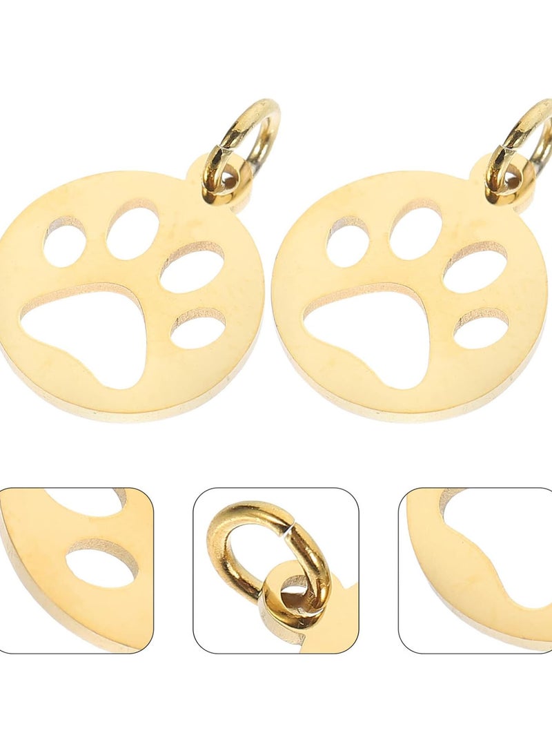 GGOOT 10pcs Dog Paw Pendant Metal Keychain Animal Keychains Charm Holder for Necklace Dog Paw Pendants DIY Pendants Dog Paw Charms Cat Claw Dog Claws Stainless Steel Dog Claws Golden - Image 4