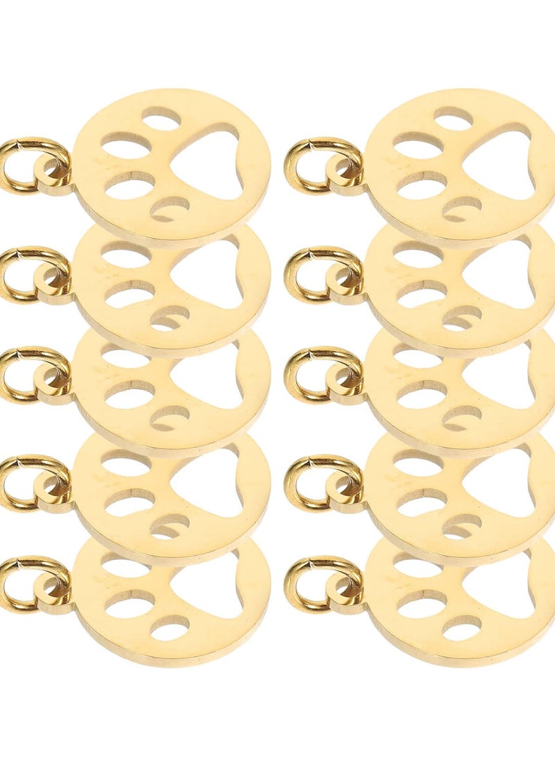 GGOOT 10pcs Dog Paw Pendant Metal Keychain Animal Keychains Charm Holder for Necklace Dog Paw Pendants DIY Pendants Dog Paw Charms Cat Claw Dog Claws Stainless Steel Dog Claws Golden - Image 1