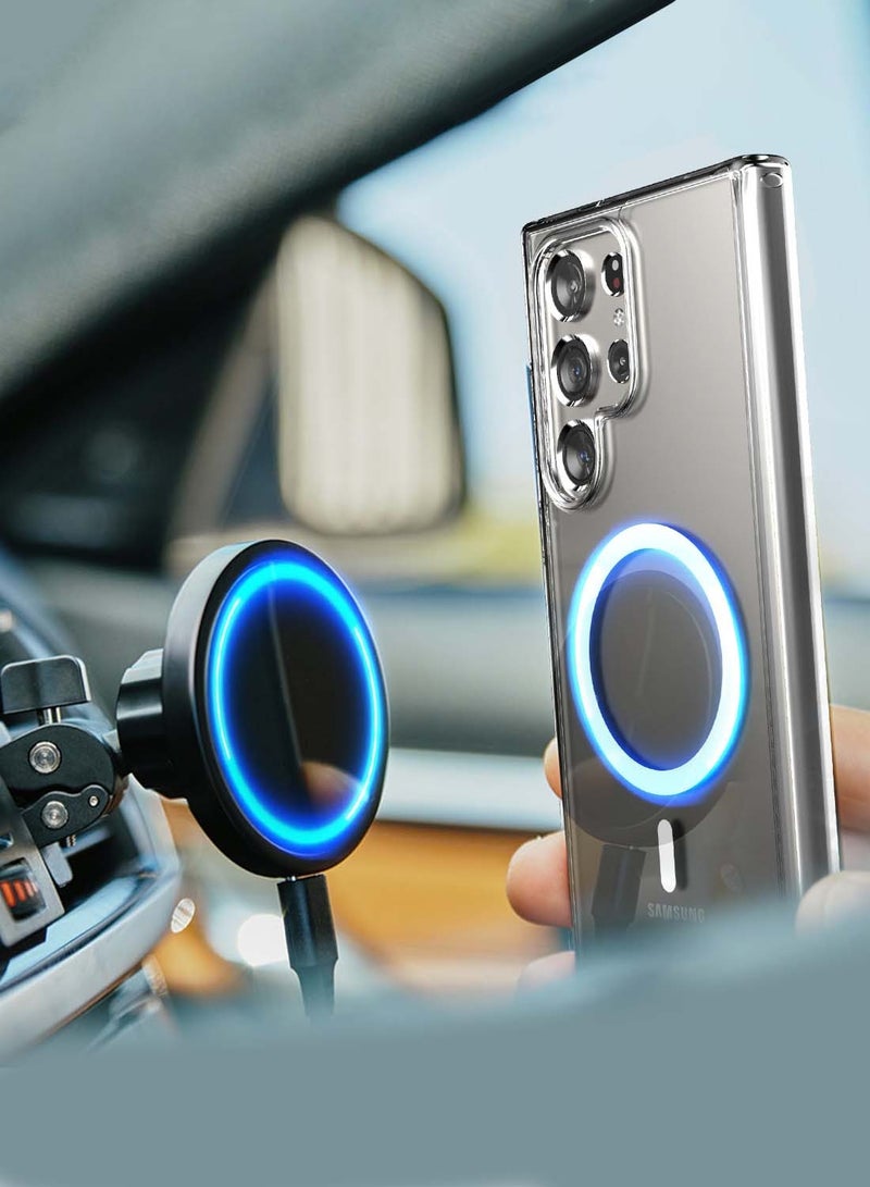 Wtech Samsung Galaxy S25 Ultra 2025 Magnetic Case, Slim Transparent Flexible TPU Shockproof Magsafe Back Phone Case - Clear - Image 4