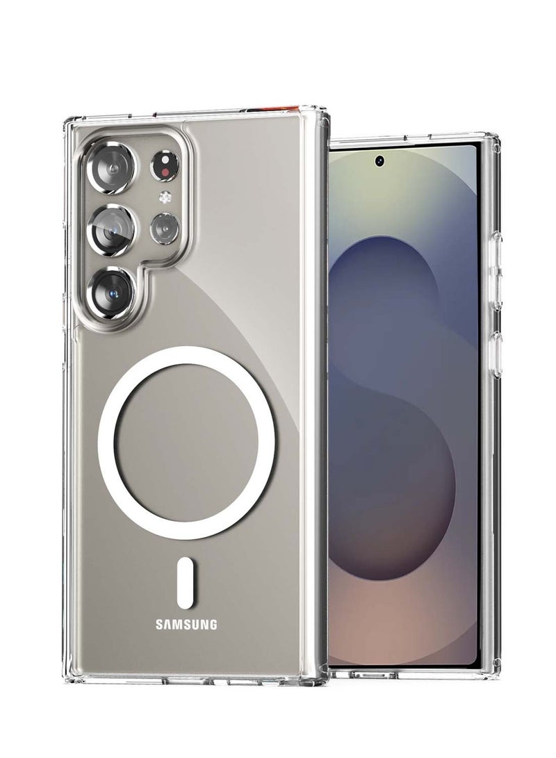 Wtech Samsung Galaxy S25 Ultra 2025 Magnetic Case, Slim Transparent Flexible TPU Shockproof Magsafe Back Phone Case - Clear - Image 5