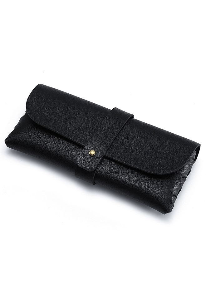 Generic Fashion Soft Eyeglass Case with Lock Belt,Portable Lightweight Sunglasses Bag, PU Leather Eyeglass Case (Black)  - Image 1