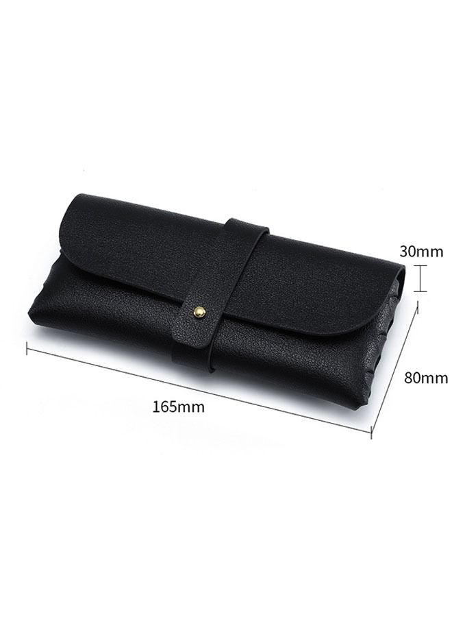 Generic Fashion Soft Eyeglass Case with Lock Belt,Portable Lightweight Sunglasses Bag, PU Leather Eyeglass Case (Black)  - Image 2