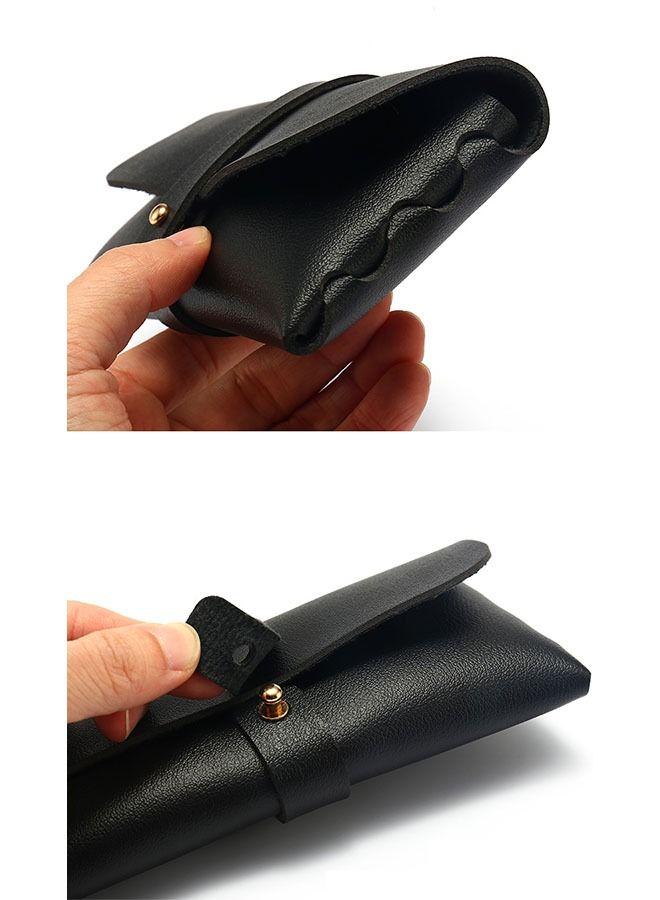 Generic Fashion Soft Eyeglass Case with Lock Belt,Portable Lightweight Sunglasses Bag, PU Leather Eyeglass Case (Black)  - Image 3