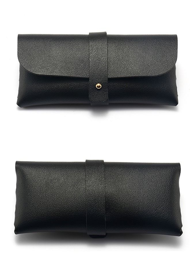 Generic Fashion Soft Eyeglass Case with Lock Belt,Portable Lightweight Sunglasses Bag, PU Leather Eyeglass Case (Black)  - Image 4