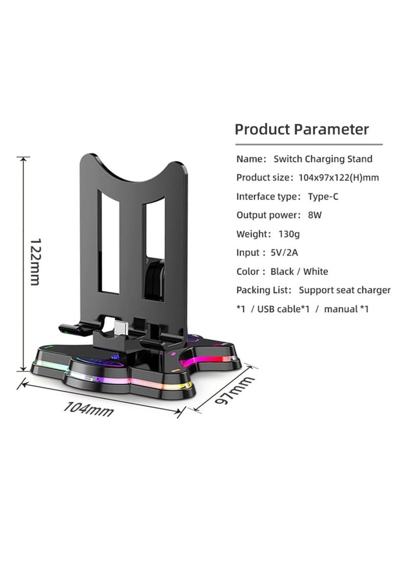 SYOSI - Fit for Switch Charger Stand, Compatible for Nintendo Switch Charging Dock Station Accessories Switch Lite/OLED Portable Djustable with USB Type-C Port Charger Dock Station for Plug and Play (Black) - Image 1