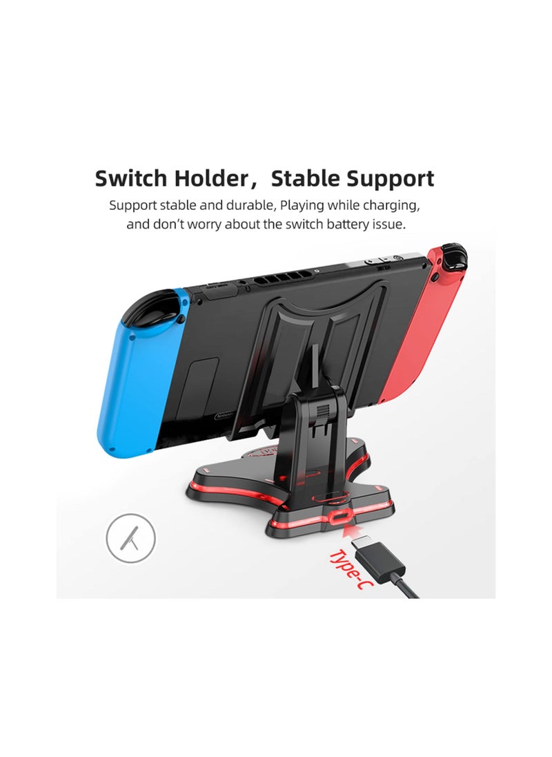 SYOSI - Fit for Switch Charger Stand, Compatible for Nintendo Switch Charging Dock Station Accessories Switch Lite/OLED Portable Djustable with USB Type-C Port Charger Dock Station for Plug and Play (Black) - Image 1