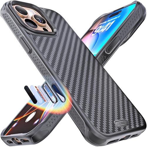 REBEL Case for iPhone 16 Pro Max [Gen-6 Aramid Fiber] Strong MagSafe Compatible, Grippy Sides, Shockproof Corners, Metal Lens + Buttons, Upgraded Protective Design, 6.9 Inch Phone 2024 (Black) - Image 1
