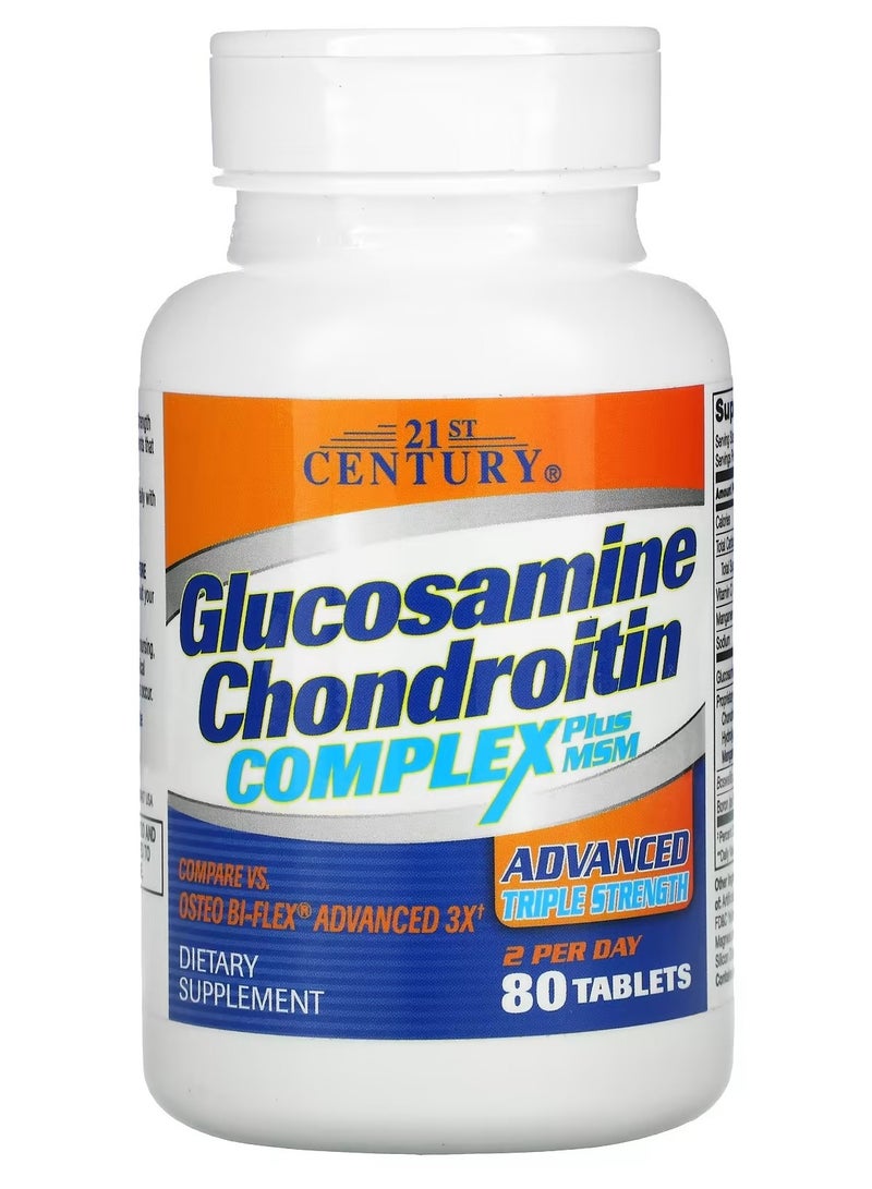 21st Century, Glucosamine Chondroitin Complex Plus MSM, Advanced Triple Strength, 80 Tablets