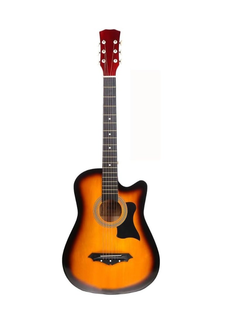 Megarya Flamingo Series Sunbrust MF38SB Acoustic Guitar Made by Linden Binding and Full Wood Construction with Geared Tuning, Wood Frame and Steel Strings - Image 3