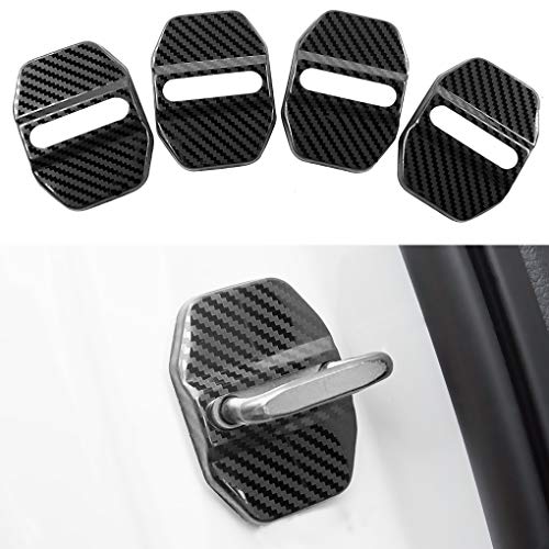 JINZHAO Car Door Lock Latches Cover Protector Replacement for BMW F30 F31 F34 F35 F36 F10 F11 M3 M5 X1 X2 X3 X4 X5 X6Car Accessories 3M Adhesive Backing Pack of 4 Stainless Steel Carbon Fiber Pattern - Image 1