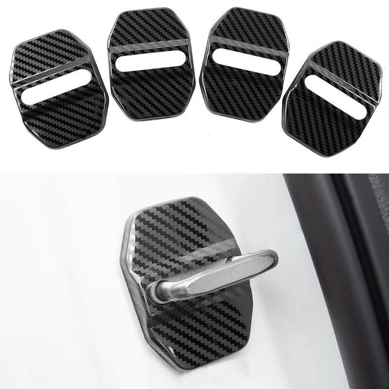 JINZHAO Car Door Lock Latches Cover Protector Replacement for BMW F30 F31 F34 F35 F36 F10 F11 M3 M5 X1 X2 X3 X4 X5 X6Car Accessories 3M Adhesive Backing Pack of 4 Stainless Steel Carbon Fiber Pattern - Image 3