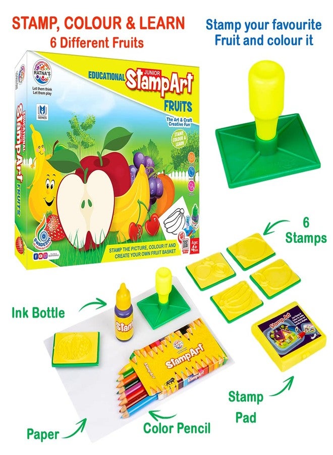 Ratna's Educational Art & Craft Stamp Art Fruit Small with 6 Different Fruit Stamps for Kids Ages 3+ - Image 2