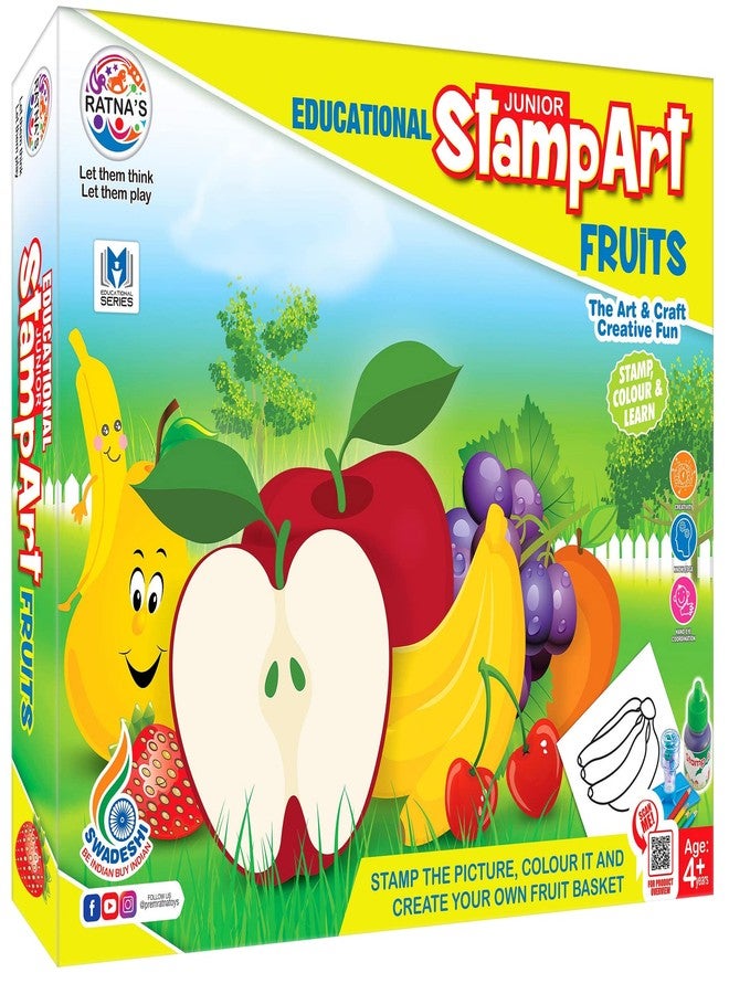 Ratna's Educational Art & Craft Stamp Art Fruit Small with 6 Different Fruit Stamps for Kids Ages 3+ - Image 1