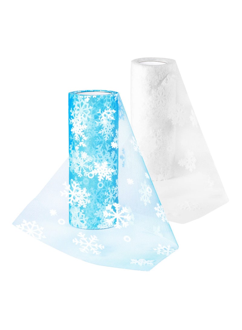 Generic Snowflake Tulle Roll - 6 inch x 10 Yards, Perfect for Crafting, Bows, Tutu Skirts, and Wedding Party Decorations - 2 Rolls of Fabric Tulle Ribbon  - Image 2