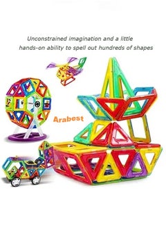 Arabest Magnetic Building Blocks, 97Pieces Magnetic Shapes, ABS Safety Plastic, Instruction Booklet Included, Construction Toys Educational Toys for Toddlers & Kids  - Image 5