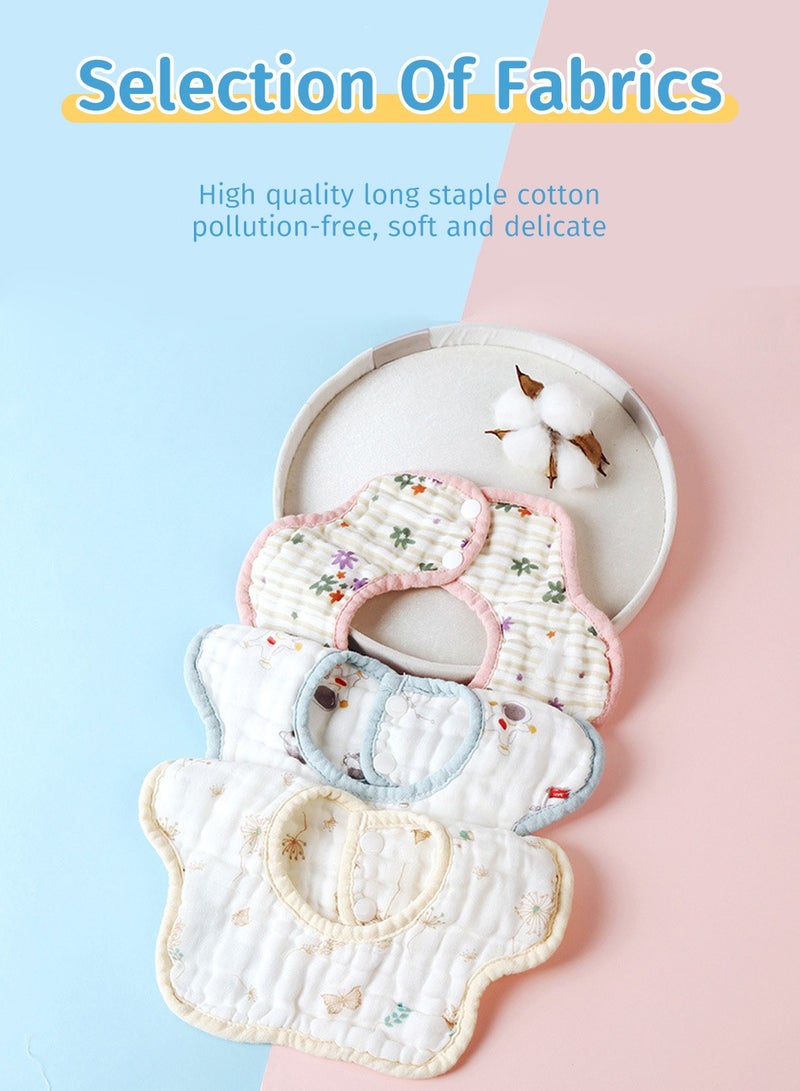 Moovant 8PCS Baby Petal Bibs, 360° Rotatable Absorbent Bibs, Pure Cotton Gauze Bibs, Suitable for 1-3 Years Old Infants and Young Children - Image 2