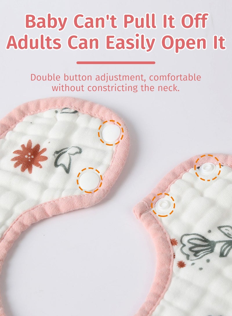 Moovant 8PCS Baby Petal Bibs, 360° Rotatable Absorbent Bibs, Pure Cotton Gauze Bibs, Suitable for 1-3 Years Old Infants and Young Children - Image 4