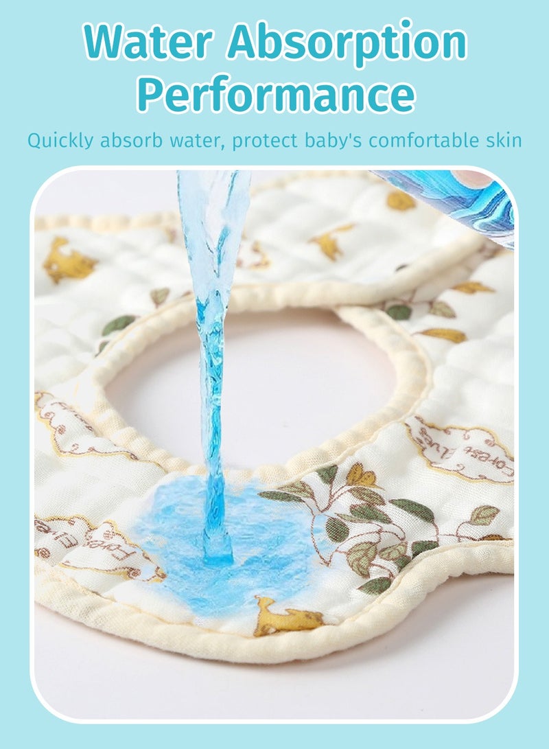 Moovant 8PCS Baby Petal Bibs, 360° Rotatable Absorbent Bibs, Pure Cotton Gauze Bibs, Suitable for 1-3 Years Old Infants and Young Children - Image 5