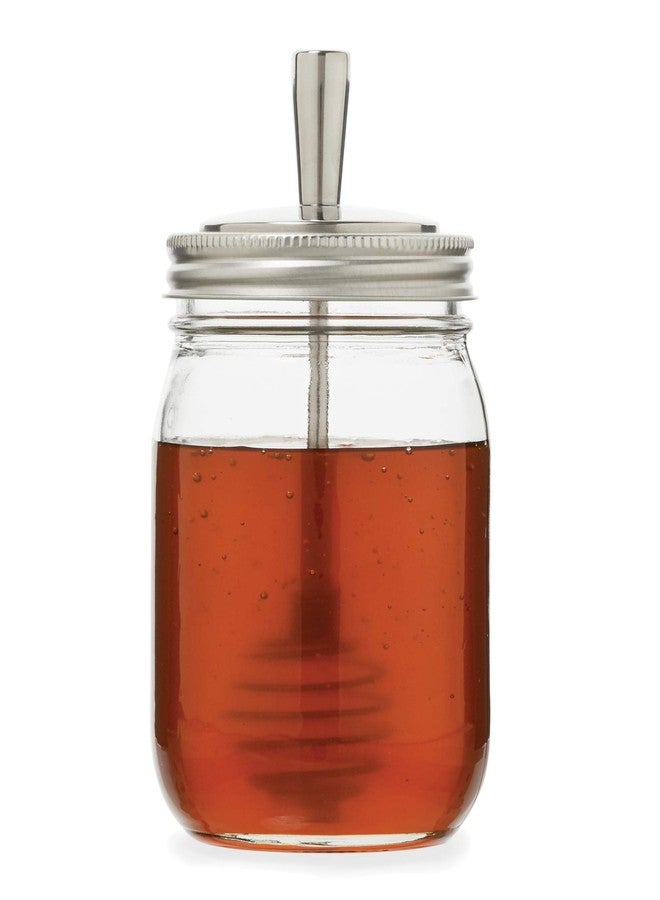 Jarware Honey Dipper Lid For Regular Mouth Mason Jars, Stainless Steel, 6.5" x 3" - Image 1