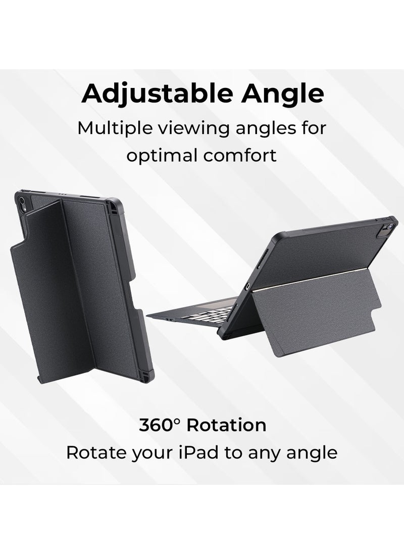 glassology - iPad 10.2/ Air 10.5 7th 8th 9th gen 2019/2020/2021 iPad Keyboard Folio Combo With Detachable Backlit Keyboard Trackpad And Smart Connector English And Arabic With Screen Protector In Elegant Black - Image 1
