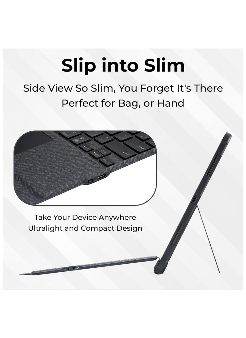 glassology - iPad 10.2/ Air 10.5 7th 8th 9th gen 2019/2020/2021 iPad Keyboard Folio Combo With Detachable Backlit Keyboard Trackpad And Smart Connector English And Arabic With Screen Protector In Elegant Black - Image 1