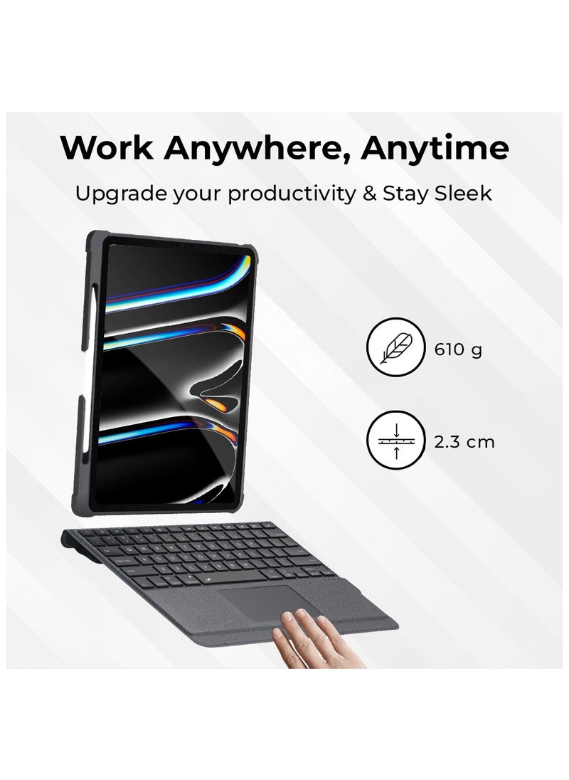 glassology - iPad 10.2/ Air 10.5 7th 8th 9th gen 2019/2020/2021 iPad Keyboard Folio Combo With Detachable Backlit Keyboard Trackpad And Smart Connector English And Arabic With Screen Protector In Elegant Black - Image 1