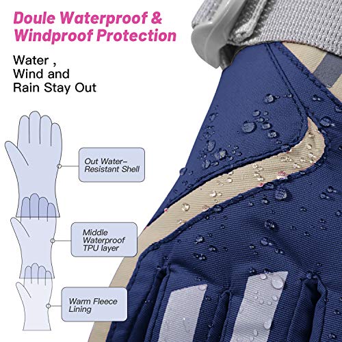 7-Mi Kids Winter Warm Water-Resistant Gloves for Skiing/Snowboarding/Cycling/Riding Outdoor Activities Children Mittens for 4 to 6 Years Old Navy - Image 2