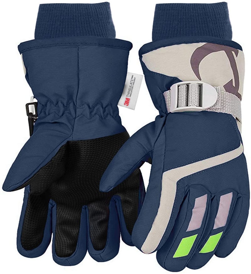 7-Mi Kids Winter Warm Water-Resistant Gloves for Skiing/Snowboarding/Cycling/Riding Outdoor Activities Children Mittens for 4 to 6 Years Old Navy - Image 1