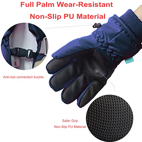 7-Mi Kids Winter Warm Water-Resistant Gloves for Skiing/Snowboarding/Cycling/Riding Outdoor Activities Children Mittens for 4 to 6 Years Old Navy - Image 4