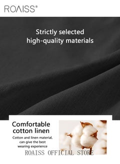 roaiss Women Relaxed Fit Cotton Linen Blend Pants Artistic Style Sand Washed Wide Legged Trousers for Women Flattering and Comfortable Ladies Linen Lantern Pants  - Image 4