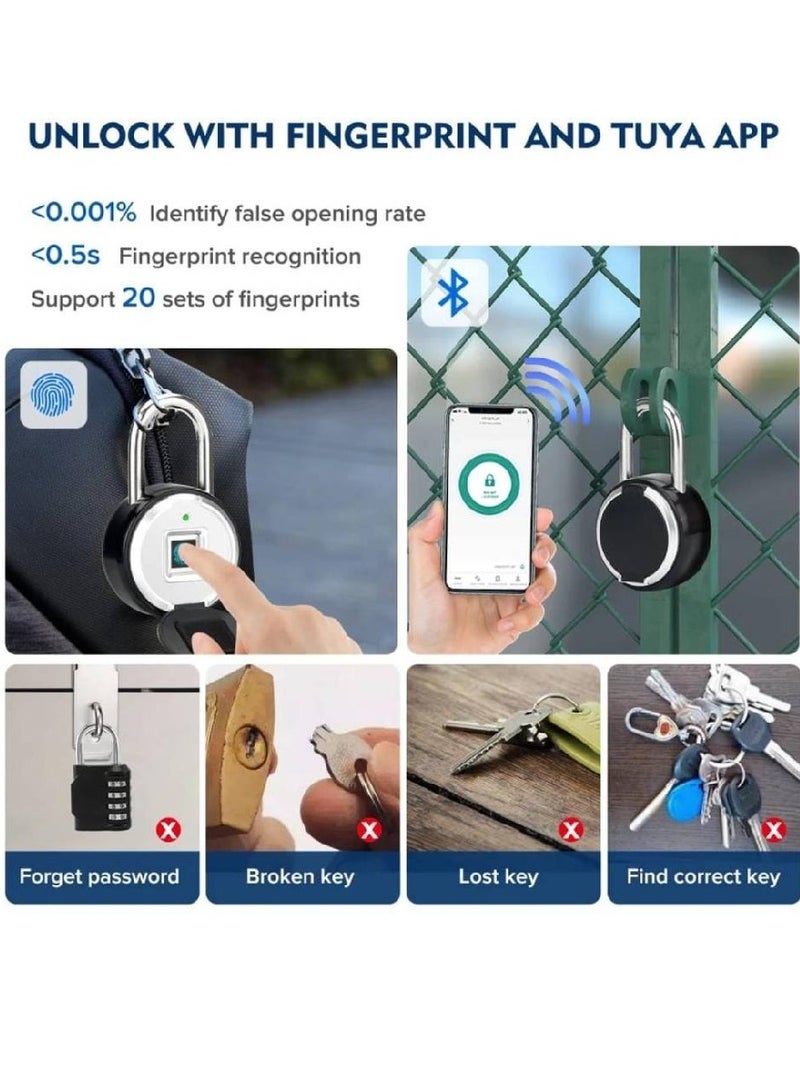 Arabest Round Type App Digital Biometric Smart Fingerprint Padlock With IP55 Waterproof Dustproof Keyless Unlock Home Security Protection - Image 5