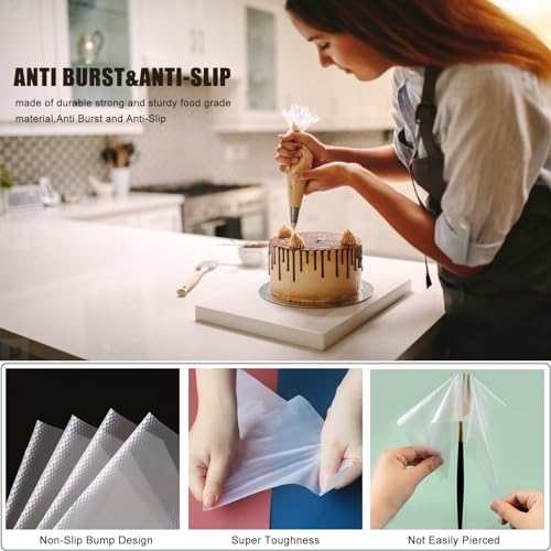 WOFEIS Piping Bags and Tips Set, 120 Pcs Cake Decorating Kit with 100 Disposable Piping Bags, Reusable Icing Bag, Frosting Tips, Couplers, Cake Scrapers, Cupcake Decorating Supplies - Image 4